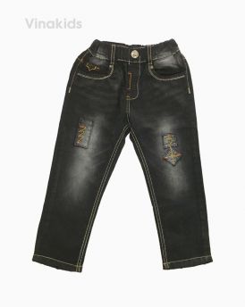 Quần jeans dài bé trai cúc khóa màu đen 22126 (7-11 Tuổi)