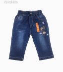 Quần jeans lửng bé gái thêu hình cô gái (3-8 tuổi)