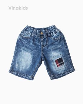 Quần jeans lửng bé trai đắp vải màu đỏ (1-7 tuổi)