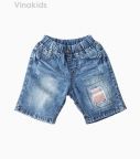 Quần jeans lửng bé trai đắp vải màu vàng (7-10 tuổi)