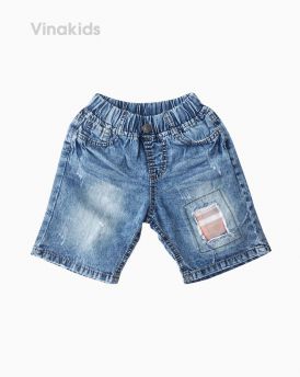 Quần jeans lửng bé trai đắp vải màu vàng (7-10 tuổi)