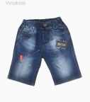 Quần jeans lửng bé trai thêu đắp màu xanh (3-7 tuổi)