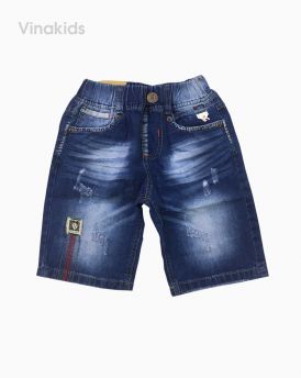 Quần jeans lửng bé trai thêu xước màu xanh (25-33kg)