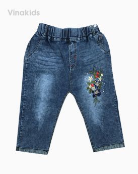 Quần jeans lửng bé gái thêu hoa (6-9 tuổi)