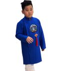 Sét áo dài Gấm bé trai họa tiết thêu đắp phối dây kèm quần màu xanh (2-14 tuổi)