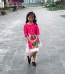 Sét áo dài cách tân bé gái hình công kèm tuban màu hồng sen (1-9 tuổi)