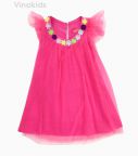 Váy ren cánh tiên bé gái đính hoa cổ màu hồng( 2-5 Tuổi)