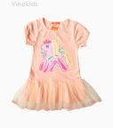 Váy thun cotton hình ngựa Pony màu cam (2-8 tuổi)