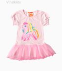 Váy thun cotton hình ngựa Pony màu hồng (8-12 tuổi)