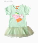 Váy thun cotton hình peppa màu xanh (2-8 tuổi)