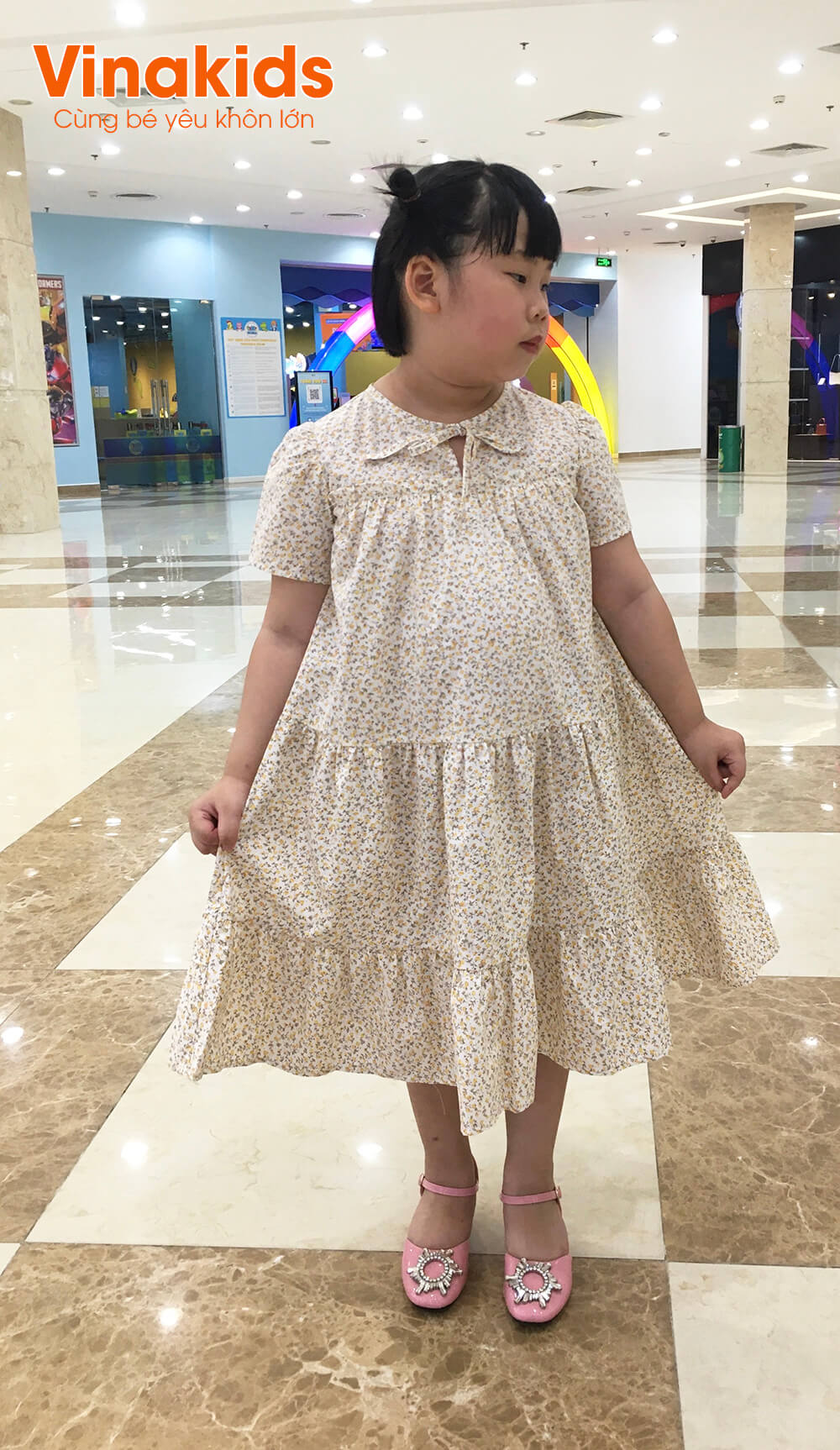 Váy thô thêu hoa nhí dài tay cổ tim GMN  LOVEKIDSVN  Vietnamese Children  Clothing Brands